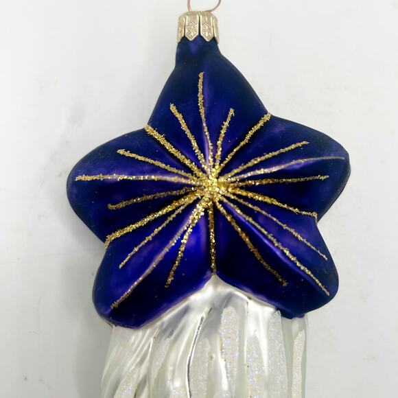 Vintage Large Shooting Star Long Beard Santa ￼8” Glass Christmas Tree Ornament - Picture 6 of 8